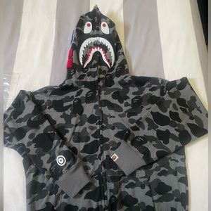 Grey and Black Bape Hoodie - Size Large